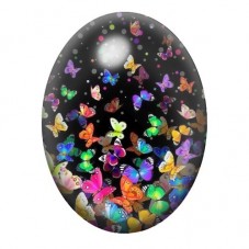 Cabochon en Verre Illustré Envolée de Papillons Multicolores 13x18, 18x25 ou 30x40mm pour la création de bijoux fantaisie - DIY