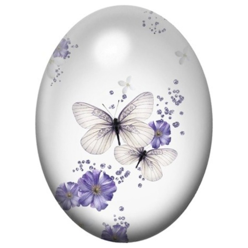 Cabochon en Verre Illustré Papillons Violets et Lavande 13x18, 18x25 ou 30x40mm