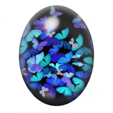 Cabochon en Verre Illustré Nuée de Papillons Bleus 13x18, 18x25 ou 30x40mm pour la création de bijoux fantaisie - DIY