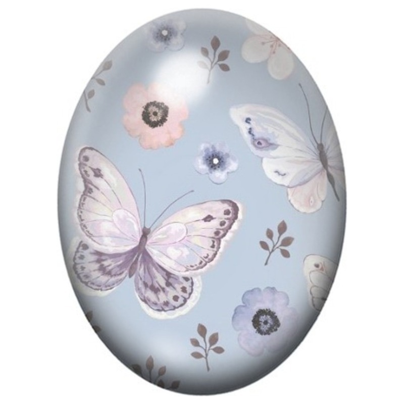 Cabochon en Verre Illustré Papillon Lavande au Jardin 13x18, 18x25 ou 30x40mm