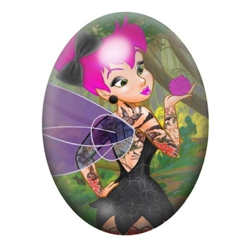 Cabochon en Verre Illustré Princesse Fée Gothique 13x18, 18x25 ou 30x40mm