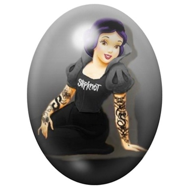 Cabochon en Verre Illustré Blanche-Neige Rock Slipknot 13x18, 18x25 ou 30x40mm