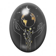 Cabochon en Verre Illustré Planète en Lévitation 13x18, 18x25 ou 30x40mm pour la création de bijoux fantaisie - DIY