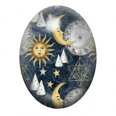 Cabochon en Verre Illustré Astres et Géométrie Céleste 13x18, 18x25 ou 30x40mm pour la création de bijoux fantaisie - DIY