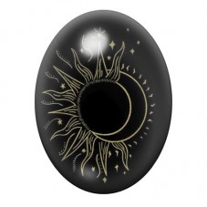 Cabochon en Verre Illustré Éclipse Solaire Dorée 13x18, 18x25 ou 30x40mm pour la création de bijoux fantaisie - DIY