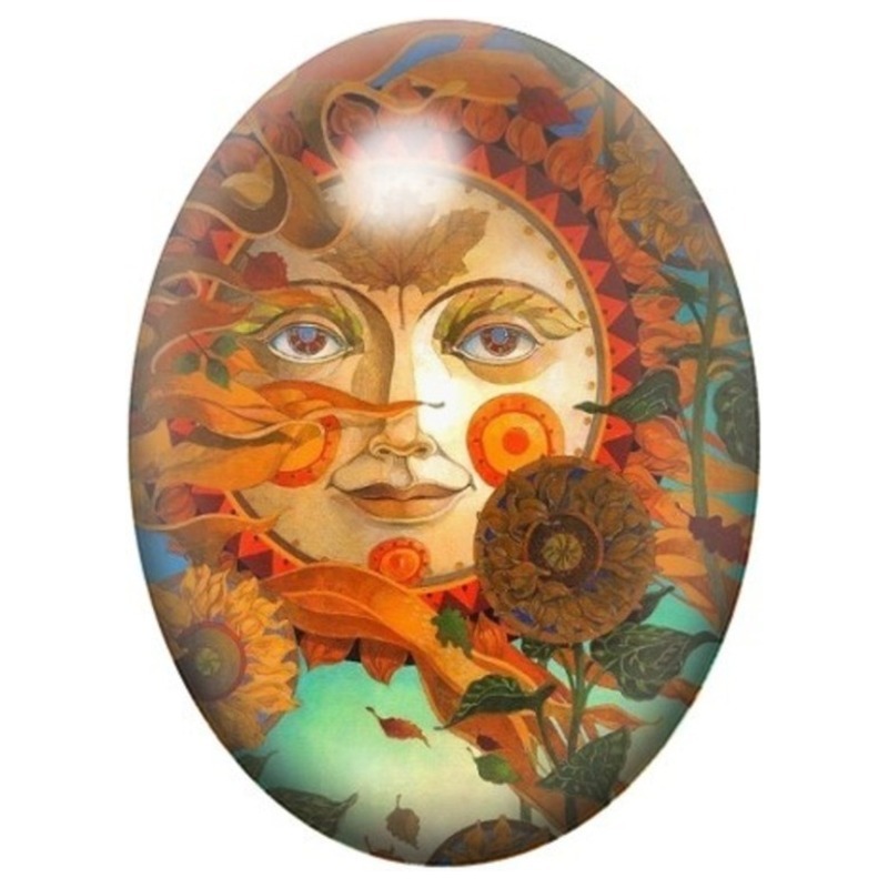 Cabochon en Verre Illustré Soleil d’Automne 13x18, 18x25 ou 30x40mm