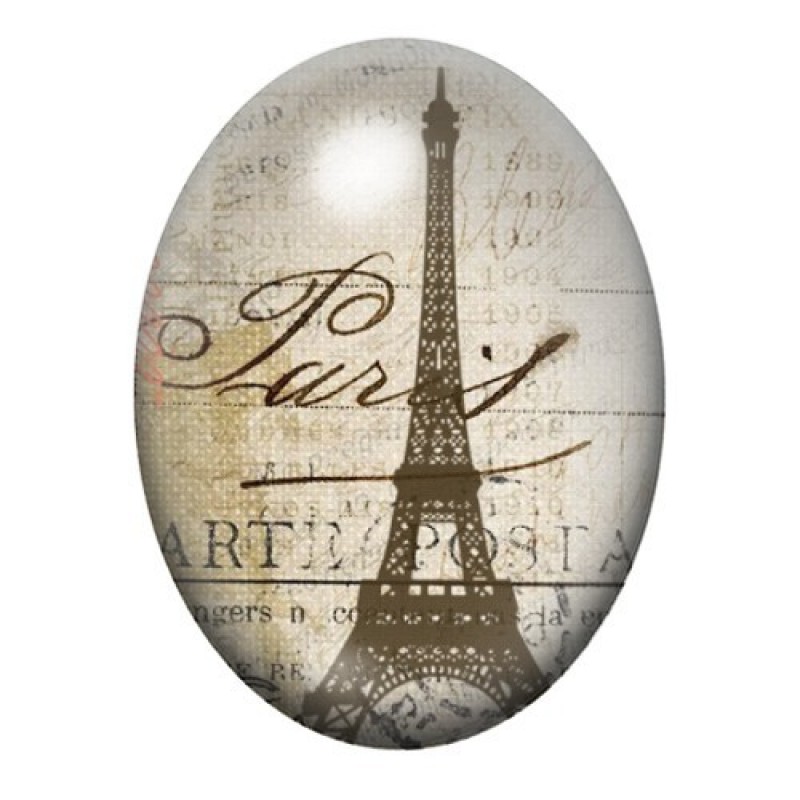 Cabochon en Verre Illustré Tour Eiffel Paris Vintage 13x18, 18x25 ou 30x40mm