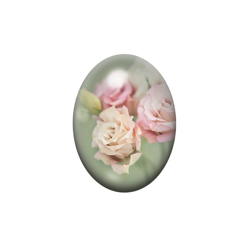 Cabochon en Verre Illustré Fleurs Roses 13x18, 18x25 ou 30x40mm