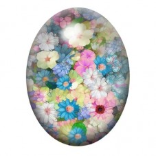 Cabochon en Verre Illustré Prairie de Fleurs Multicolores 13x18, 18x25 ou 30x40mm pour la création de bijoux fantaisie - DIY