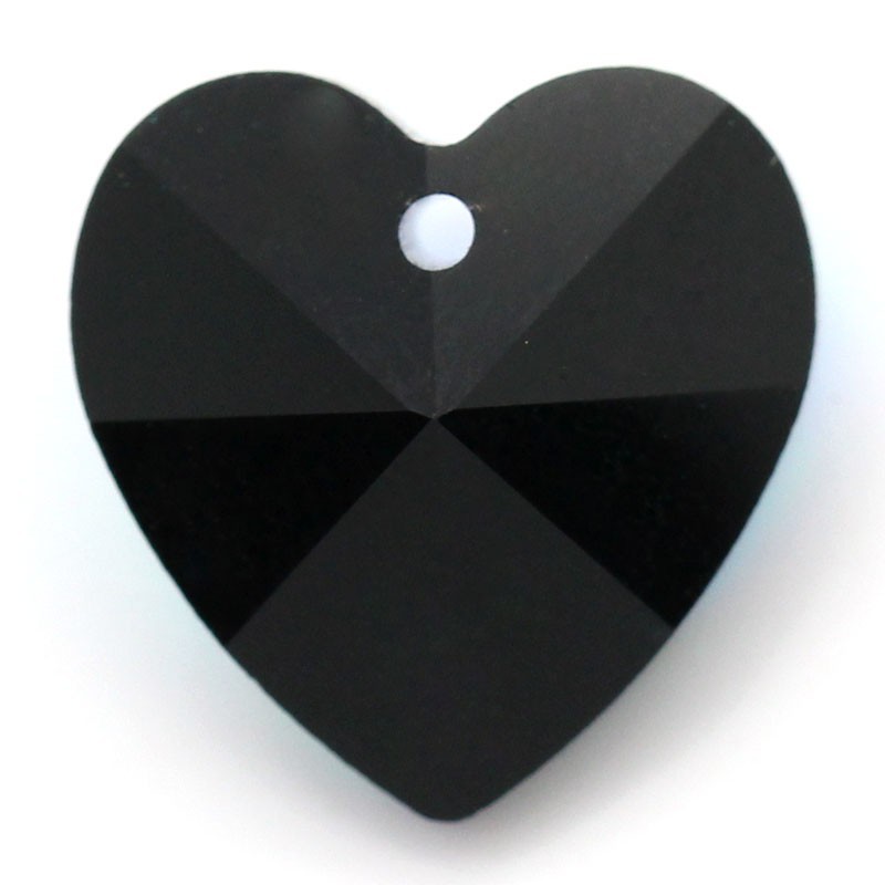 2 Breloques Coeur à Facette en Verre Noir ou Bleu 14mm Saint Valentin