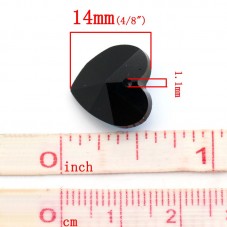 2 Breloques Coeur à Facette en Verre Noir ou Bleu 14mm Saint Valentin