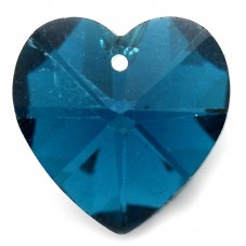 2 Breloques Coeur à Facette en Verre Noir ou Bleu 14mm Saint Valentin