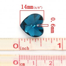 2 Breloques Coeur à Facette en Verre Noir ou Bleu 14mm Saint Valentin