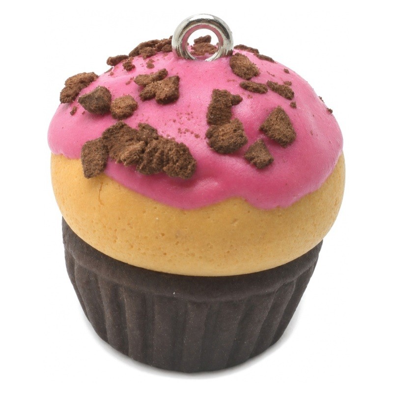 Breloque Cupcake Fraise/Choco en Fimo Fait-Main 20mm