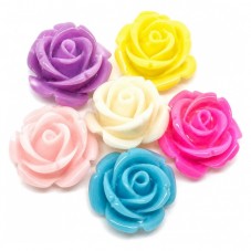 10 Cabochons Rose en Résine Multicolore 14mm pour la Création de Bijoux Fantaisie - DIY