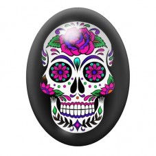 Cabochon en Verre Illustré Crâne Mexicain Cavalera 13x18, 18x25 ou 30x40mm
