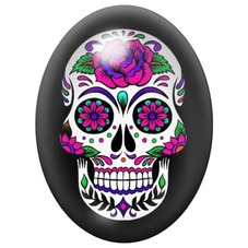 Cabochon en Verre Illustré Nuit de Calaveras et Fleurs Pop 13x18, 18x25 ou 30x40mm