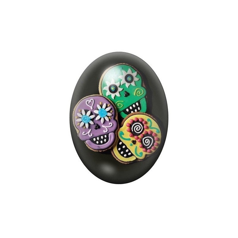 Cabochon en Verre Illustré Crâne Mexicain Cavalera 13x18, 18x25 ou 30x40mm
