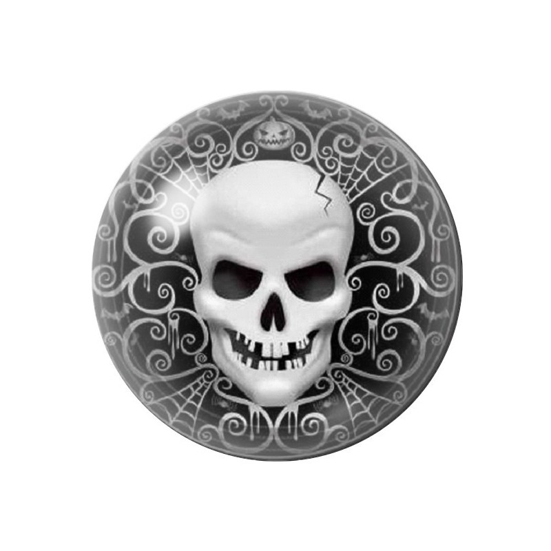 Cabochon en Verre Illustré Crâne Tête de Mort Gothique 12 à 25mm