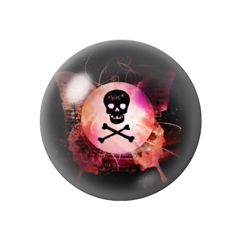 Cabochon en Verre Illustré Crâne Tête de Mort Gothique 12 à 25mm