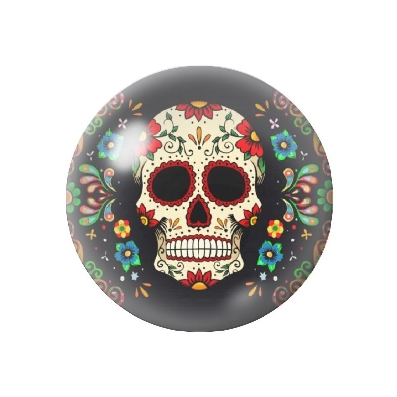 Cabochon en Verre Illustré Crâne Mexicain Cavalera 12 à 25mm
