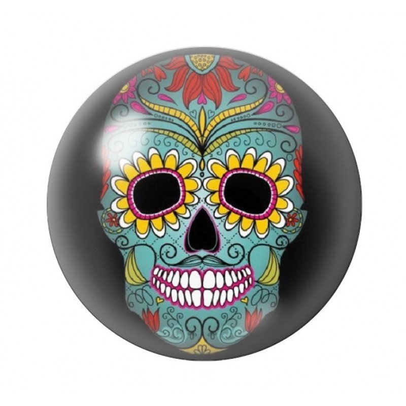 Cabochon en Verre Illustré Crâne Mexicain Cavalera 12 à 25mm