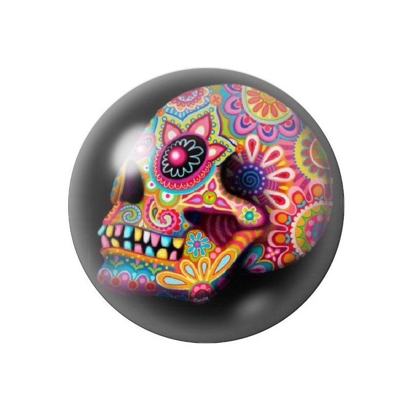 Cabochon en Verre Illustré Crâne Mexicain Cavalera 12 à 25mm