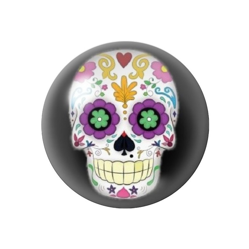 Cabochon en Verre Illustré Crâne Mexicain Cavalera 12 à 25mm