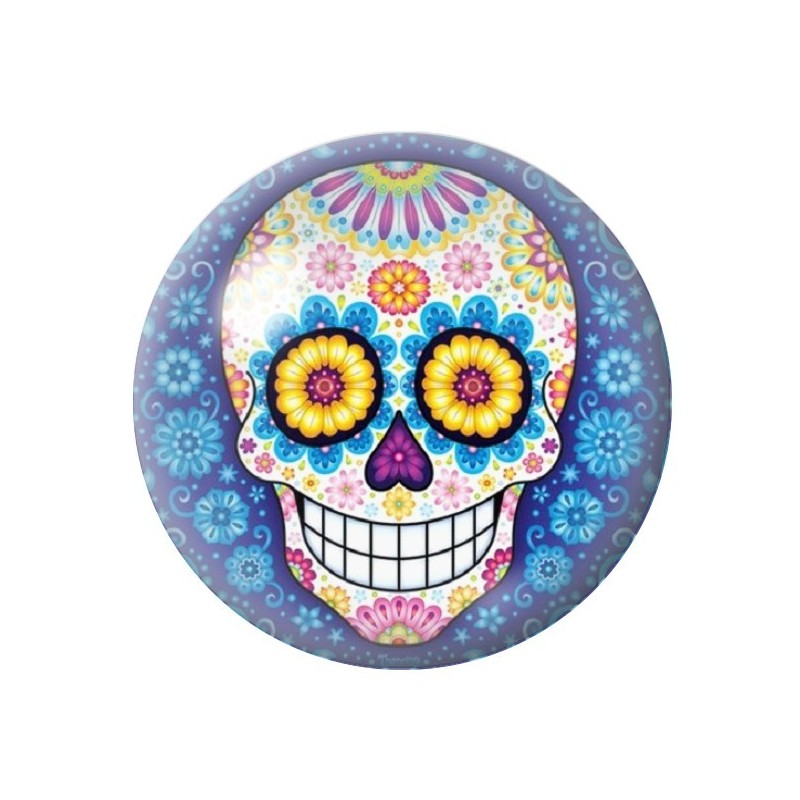 Cabochon en Verre Illustré Crâne Mexicain Cavalera 12 à 25mm