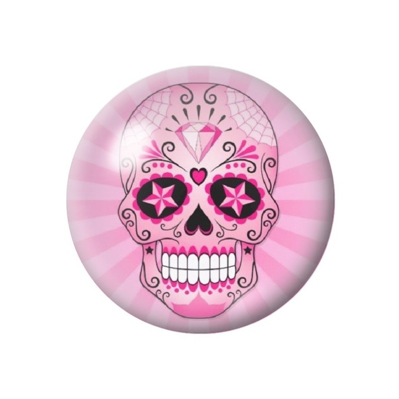 Cabochon en Verre Illustré Crâne Mexicain Cavalera 12 à 25mm