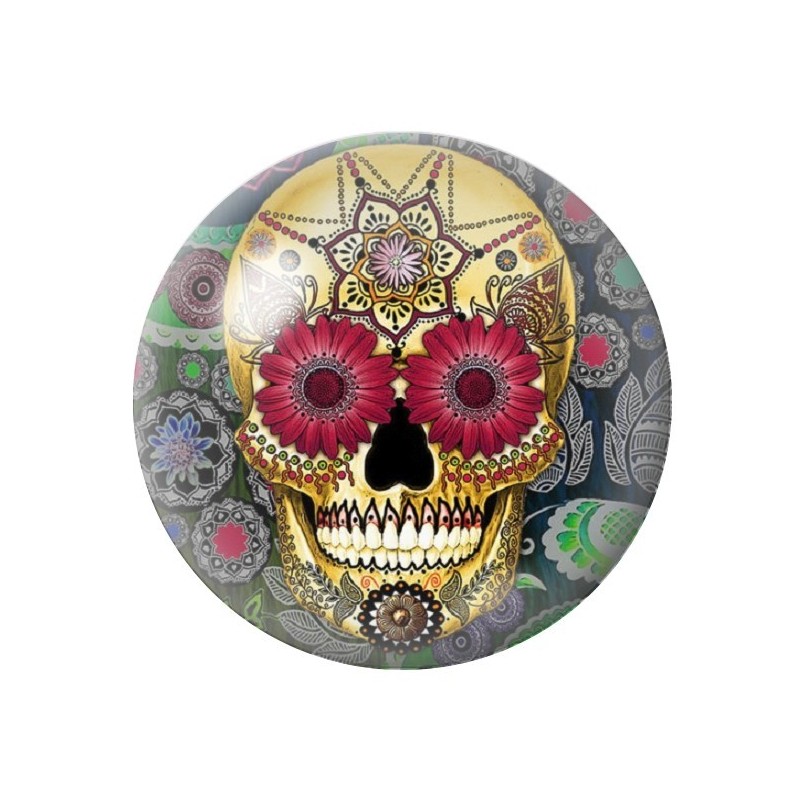 Cabochon en Verre Illustré Crâne Mexicain Cavalera 12 à 25mm
