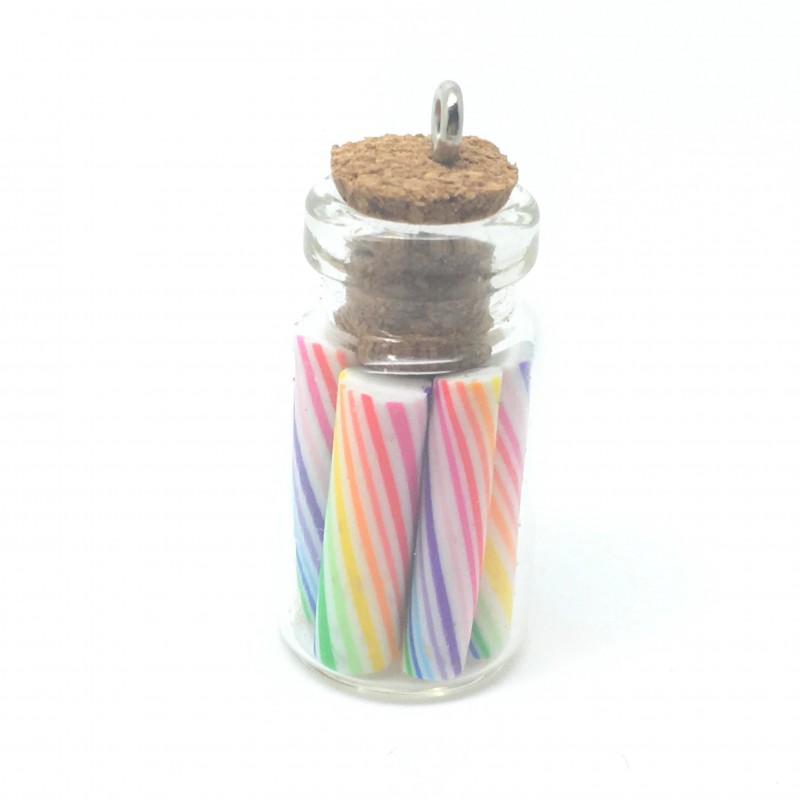 Breloque Fiole Sucre d'Orge en Fimo 23x13mm
