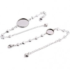 Support Bracelet Cœurs Argenté en Acier Inoxydable pour Cabochon 12mm