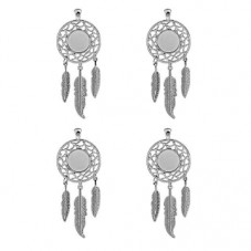 Pendentif Breloque Attrapes-Rêves Argenté 70x28mm pour Cabochon 14mm