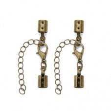 2 Fermoirs Embouts Attaches + Chaîne d'Extension pour Cordon 3mm