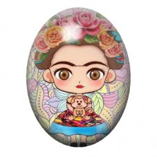 Cabochon en Verre Illustré Poupée Frida Kahlo au Petit Singe 13x18, 18x25 ou 30x40mm pour la création de bijoux fantaisie - DIY