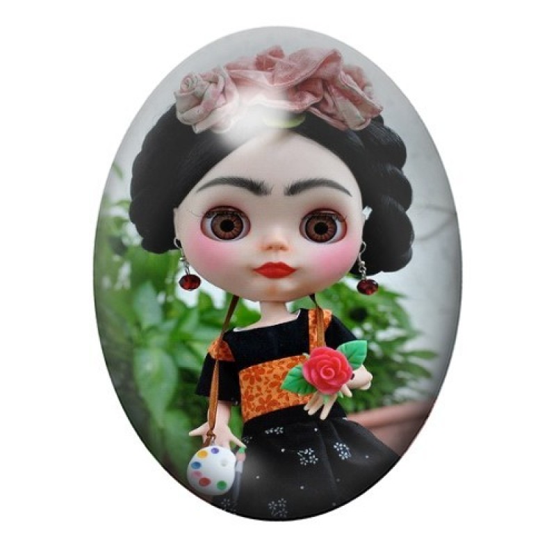 Cabochon en Verre Illustré Frida Kahlo 13x18, 18x25 ou 30x40mm