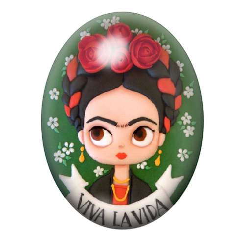 Cabochon en Verre Illustré Frida Kahlo 13x18, 18x25 ou 30x40mm