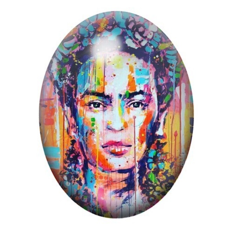 Cabochon en Verre Illustré Frida Kahlo 13x18, 18x25 ou 30x40mm