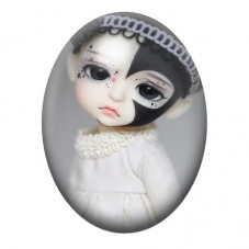 Cabochon en Verre Illustré Poupée Pierrot Blanche 13x18, 18x25 ou 30x40mm pour la création de bijoux fantaisie - DIY