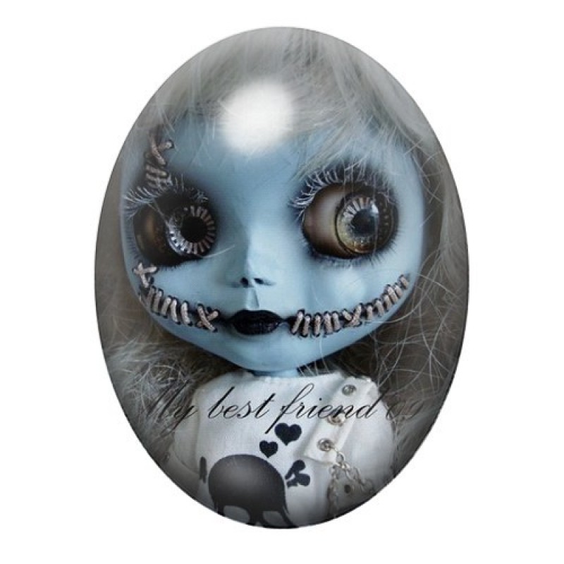 Cabochon en Verre Illustré Poupée Blythe Sally Gothique 13x18, 18x25 ou 30x40mm