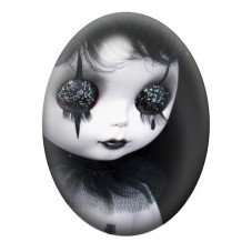Cabochon en Verre Illustré Poupée Gothique aux Yeux Fleuris 13x18, 18x25 ou 30x40mm pour la création de bijoux fantaisie - DIY