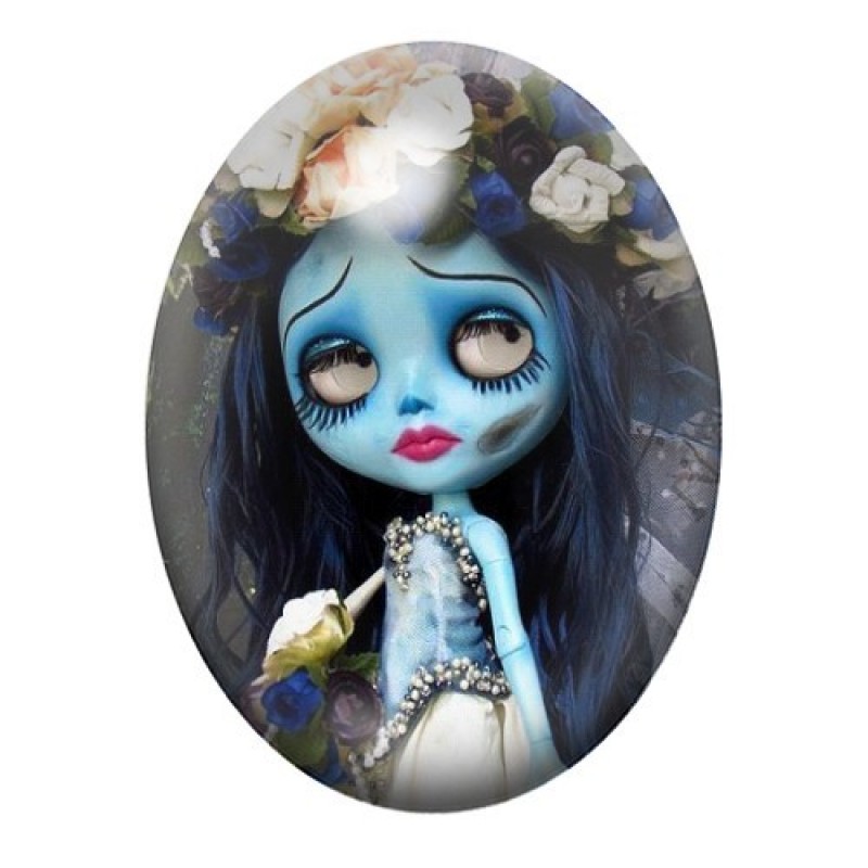 Cabochon en Verre Illustré Poupée Blythe Sally Gothique 13x18, 18x25 ou 30x40mm