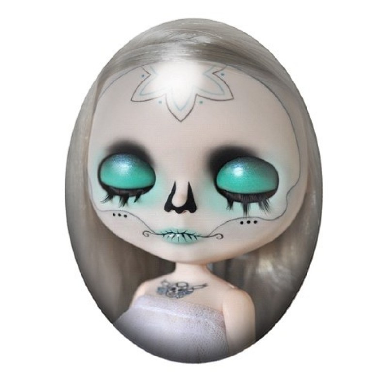 Cabochon en Verre Illustré Poupée Blythe Calavera Jour des Morts Gothique 13x18, 18x25 ou 30x40mm