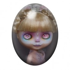 Cabochon en Verre Illustré Poupée Gothique aux Yeux Mauves 13x18, 18x25 ou 30x40mm pour la création de bijoux fantaisie - DIY