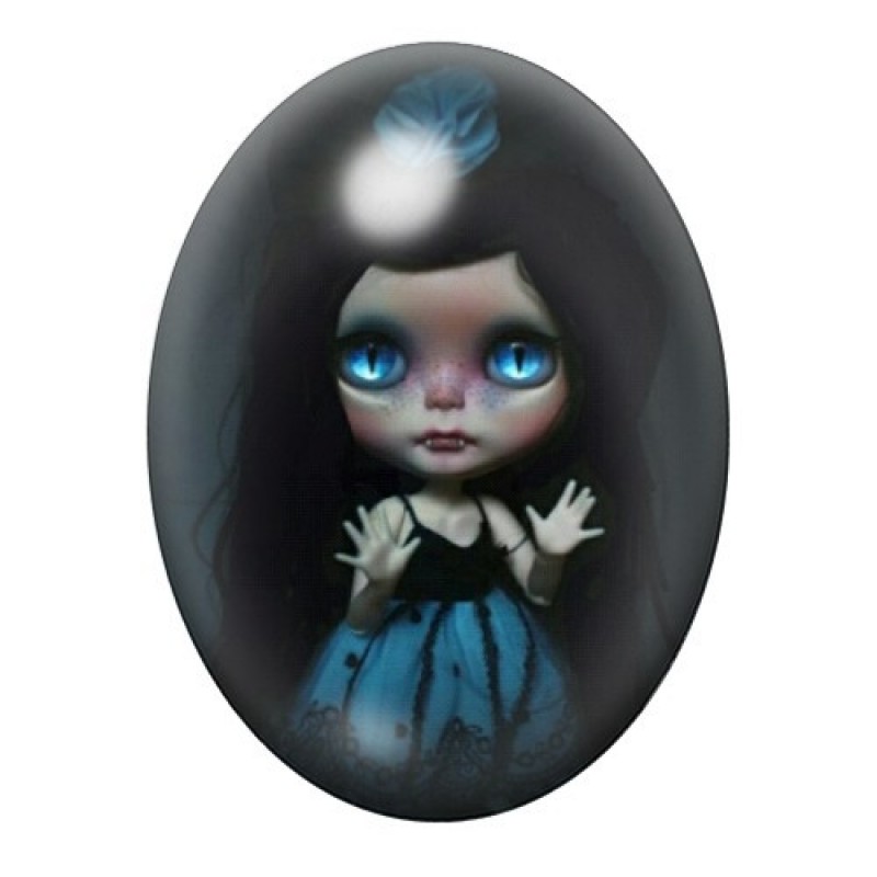 Cabochon en Verre Illustré Poupée Blythe Gothique 13x18, 18x25 ou 30x40mm