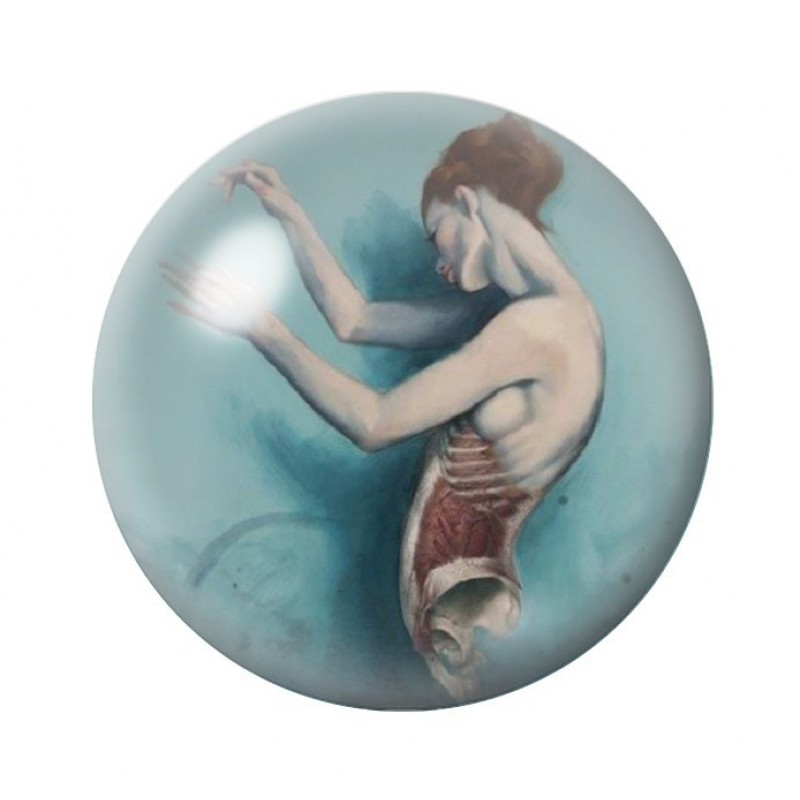 Cabochon en Verre Illustré Corps Humain Gothique 12 à 25mm