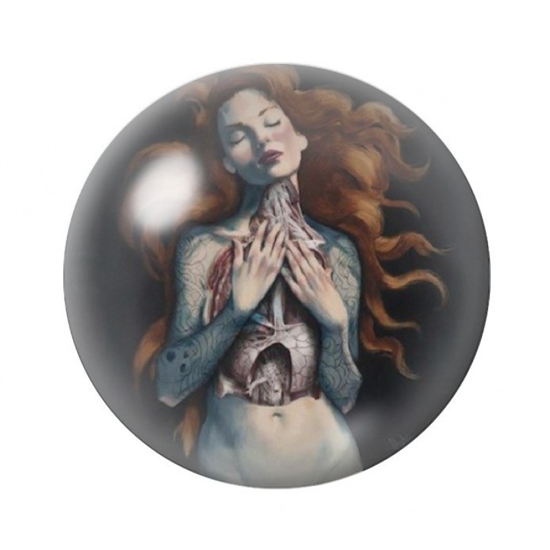 Cabochon en Verre Illustré Corps Humain Gothique 12 à 25mm