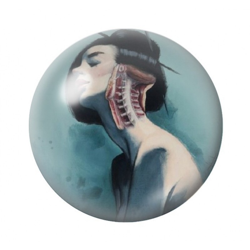 Cabochon en Verre Illustré Corps Humain Gothique 12 à 25mm
