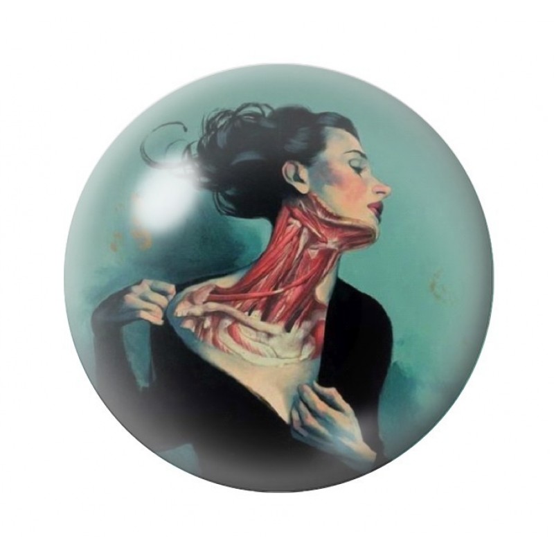 Cabochon en Verre Illustré Corps Humain Gothique 12 à 25mm